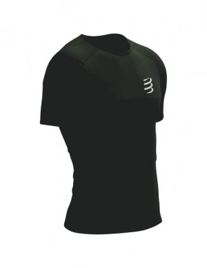 Cămăși De Alergare Compressport Performance SS Tshirt M Barbati Negrii Albi | 403978-HVR