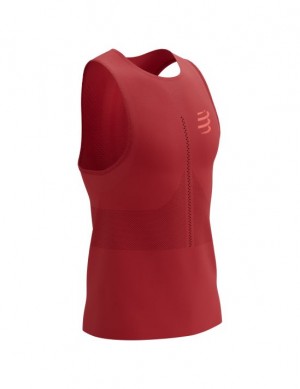 Cămăși De Alergare Compressport Pro Racing Singlet M Barbati Rosii | 850146-WJO