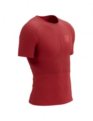 Cămăși De Alergare Compressport Racing SS Tshirt M Barbati Rosii | 260157-UGB