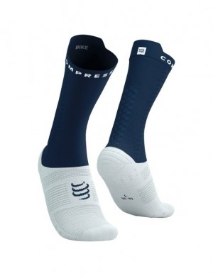 Cycling Socks Compressport Pro Racing Socks v4.0 Bike Barbati Albi | 813924-WCX