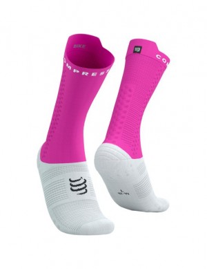 Cycling Socks Compressport Pro Racing Socks v4.0 Bike Barbati Albi Roz | 764890-XKM