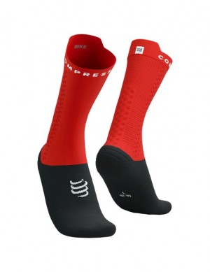 Cycling Socks Compressport Pro Racing Socks v4.0 Bike Barbati Rosii Negrii | 457836-HXT