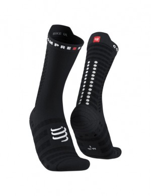 Cycling Socks Compressport Pro Racing Socks v4.0 Ultralight Bike Barbati Negrii Albi | 918532-IPX