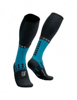 High Socks Compressport Full Socks Iarnă Run Barbati Albastri Negrii | 907234-GXO