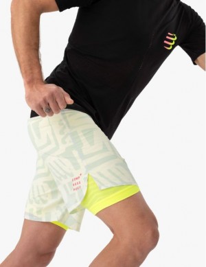 Pantaloni Scurti Compressport Trail Racing 2-In-1 Scurte M Barbati Colorati | 548960-VEW