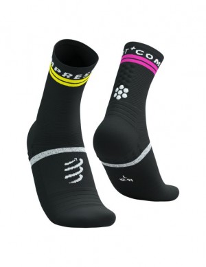 Sosete Alergare Compressport Pro Marathon Socks V2.0 Barbati Negrii Galbeni Roz | 708621-JLC