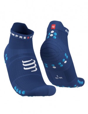 Sosete Alergare Compressport Pro Racing Socks v4.0 Run Low Barbati Albastri | 472906-QRB