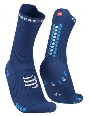 Sosete Alergare Compressport Pro Racing Socks v4.0 Run High Barbati Albastri | 432568-FJL