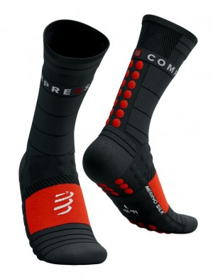 Sosete Alergare Compressport Pro Racing Socks Iarnă Run Barbati Negrii Rosii | 158647-KYG