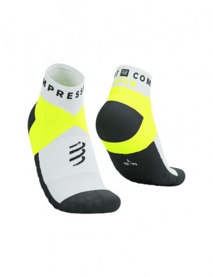 Sosete Alergare Compressport Ultra Trail Low Socks Barbati Albi Galbeni | 190748-OGZ