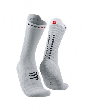 Sosete Compressport Pro Racing Socks v4.0 Ultralight Bike Unisex Albi Negrii | 943851-MPD