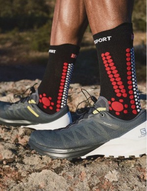 Sosete Compressport Pro Racing Socks v4.0 Trail Unisex Negrii Rosii | 384962-PSA