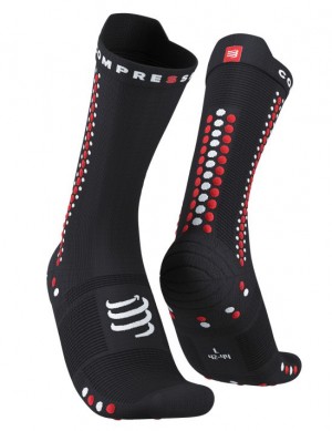 Sosete Compressport Pro Racing Socks v4.0 Bike Unisex Negrii Rosii | 109586-UAH