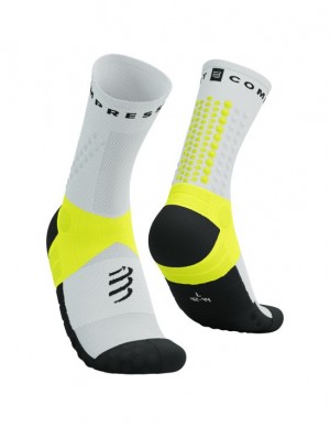 Sosete Compressport Ultra Trail Socks V2.0 Unisex Albi Galbeni | 134097-BDT