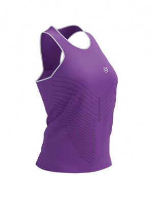 Tricouri Compressport Performance Singlet W Unisex Violet | 458302-MKP