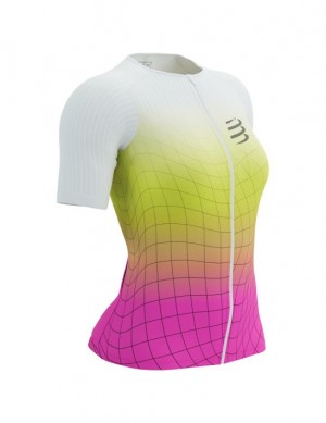 Tricouri Compressport Tri Postural Aero SS Top W Unisex Galbeni Roz | 816024-YAO