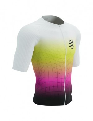 Tricouri Compressport Tri Postural Aero SS Top M Unisex Galbeni Roz | 620897-ZXD