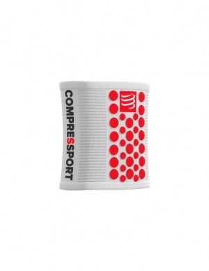 Wrist Sweatbands Compressport Sweatbands 3D.Dots Dama Albi Rosii | 170698-LYH