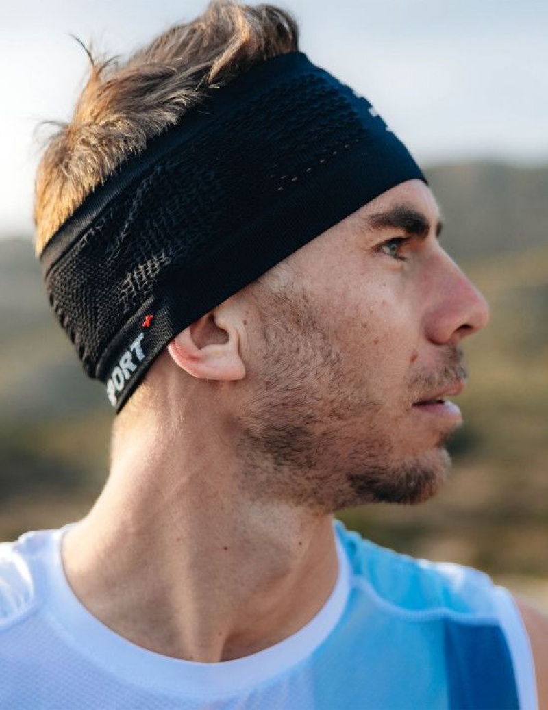 Accesorii Compressport Headband On/Off Barbati Negrii Albi | 526493-QWZ