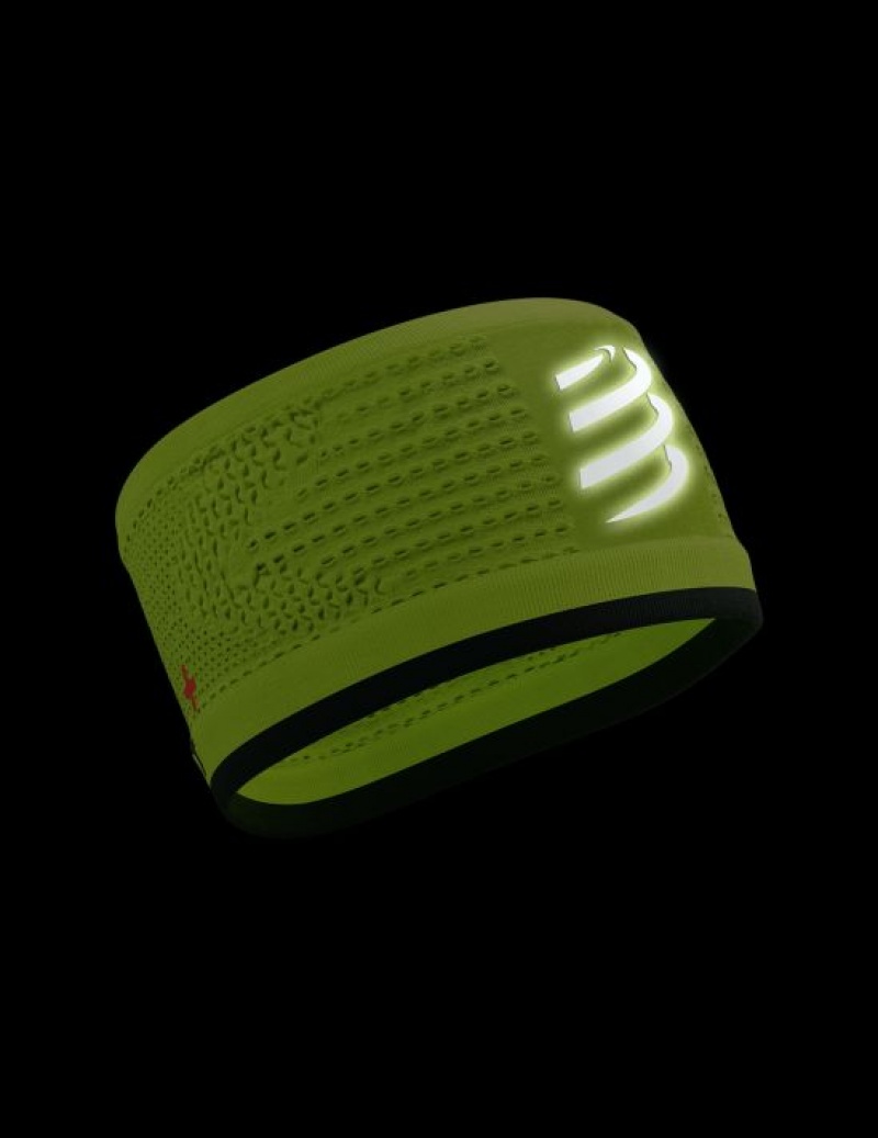 Accesorii Compressport Headband On/Off Flash Unisex Galbeni Negrii | 035821-DSC