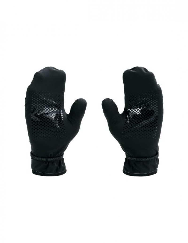 Accesorii Compressport Hurricane Impermeabili 10/10 Mittens Unisex Negrii | 397604-KYZ