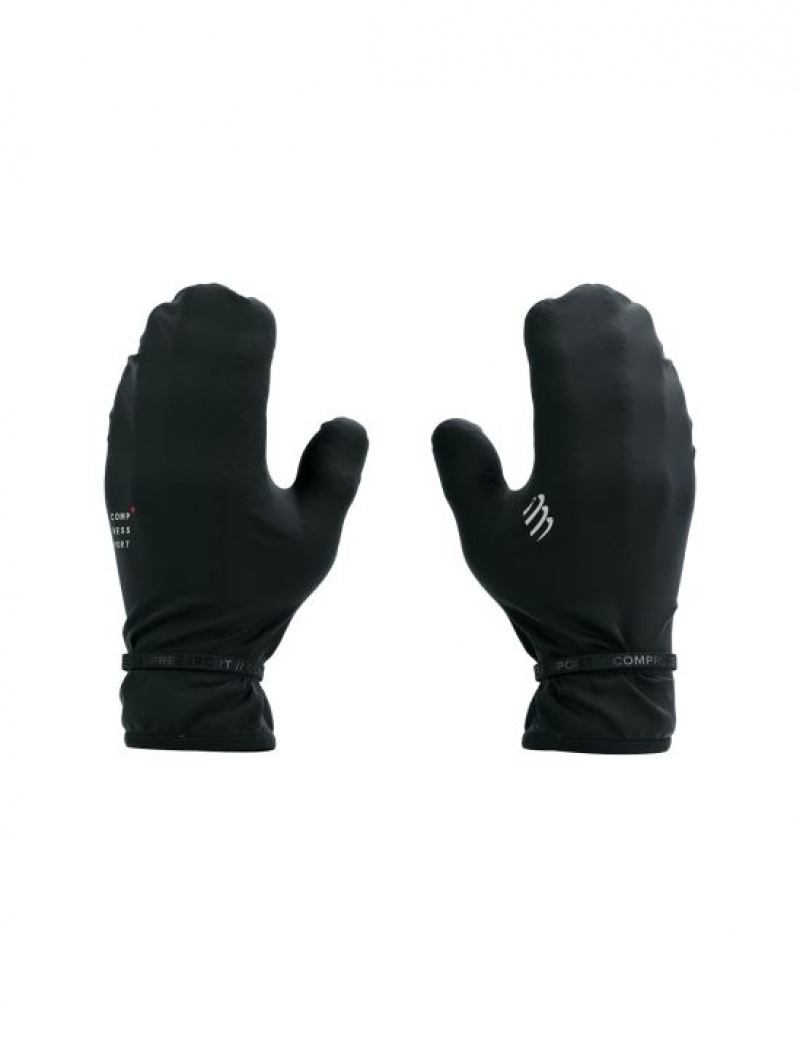 Accesorii Compressport Hurricane Impermeabili 10/10 Mittens Unisex Negrii | 397604-KYZ