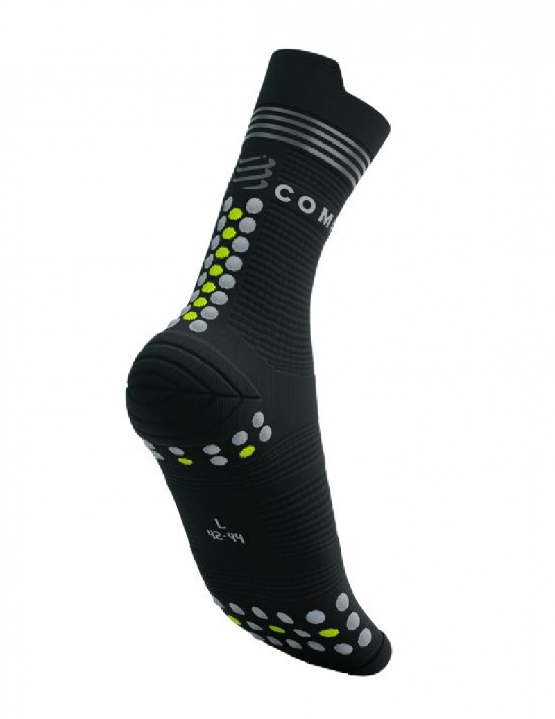 Accesorii Compressport Pro Racing Socks V4.0 Run High Flash Unisex Negrii Galbeni | 348570-CNI