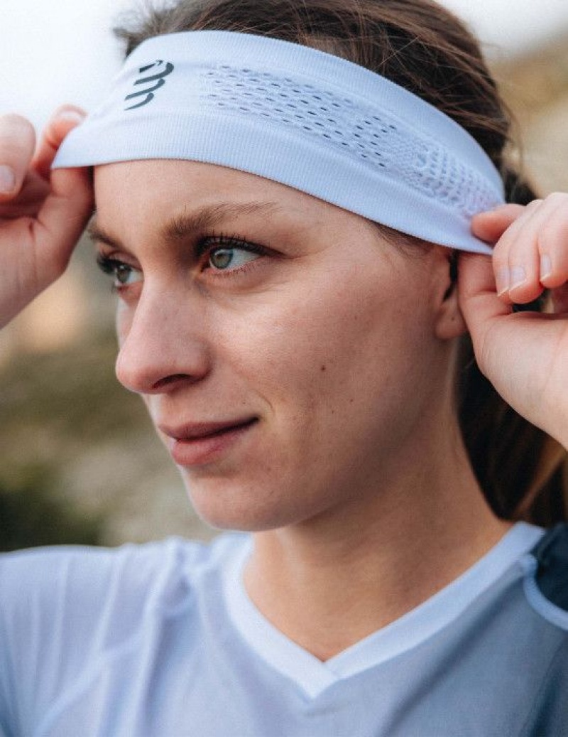 Accesorii Compressport Thin Headband On/Off Unisex Albi | 657382-UBK