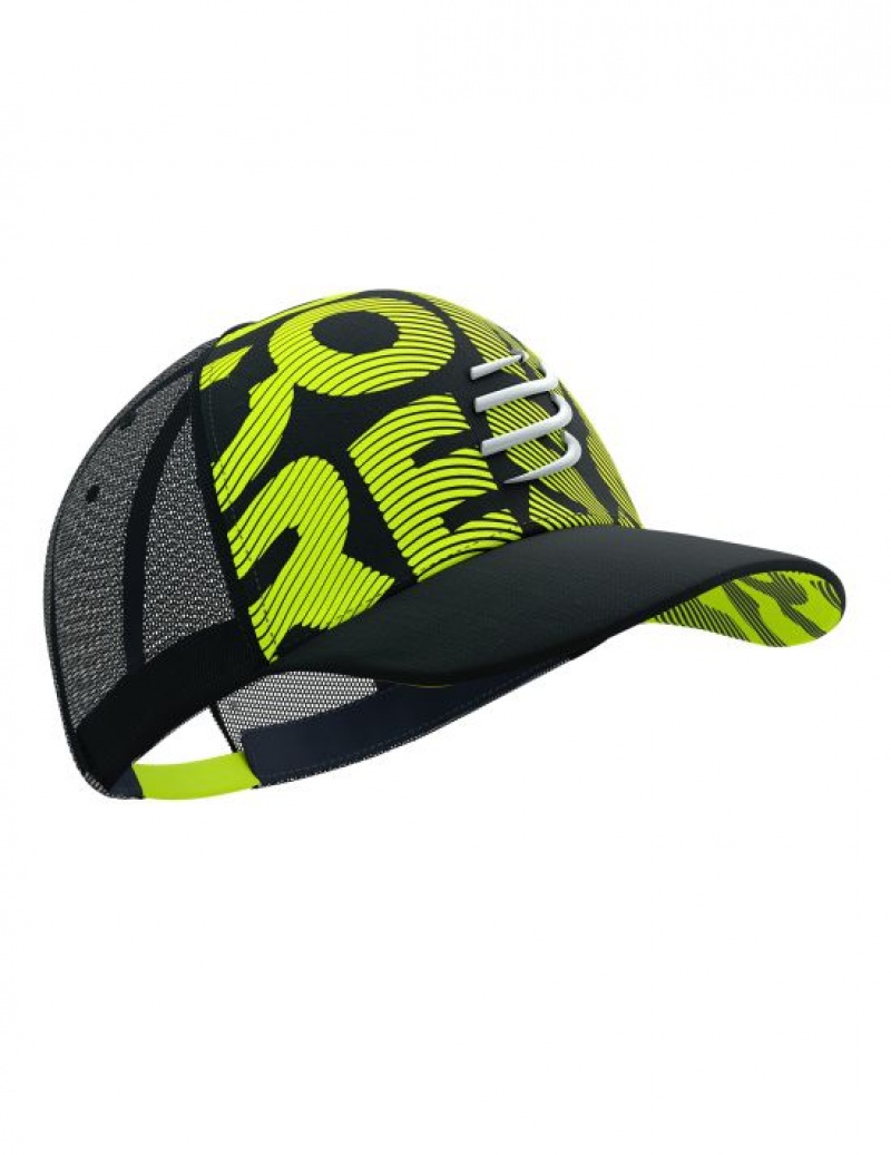 Accesorii Compressport Trucker Cap Flash Barbati Negrii Galbeni | 938520-YXO