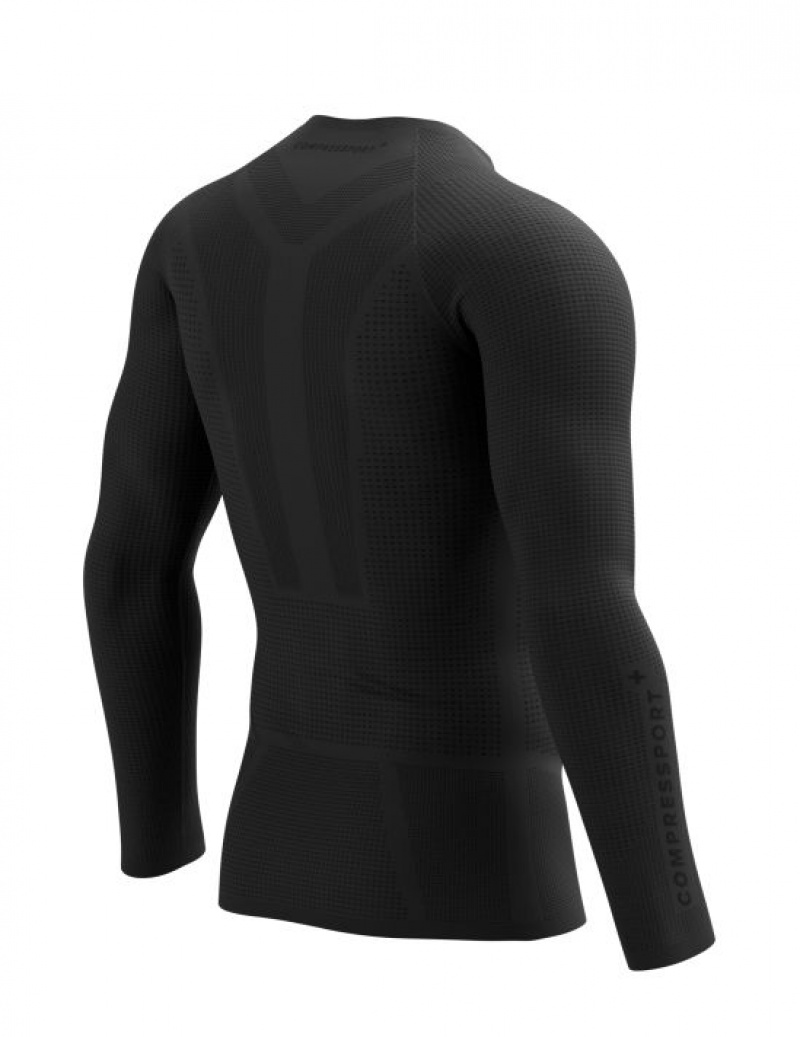 Cămăși De Alergare Compressport On/Off Base Layer LS Top M Barbati Negrii | 361598-YIB