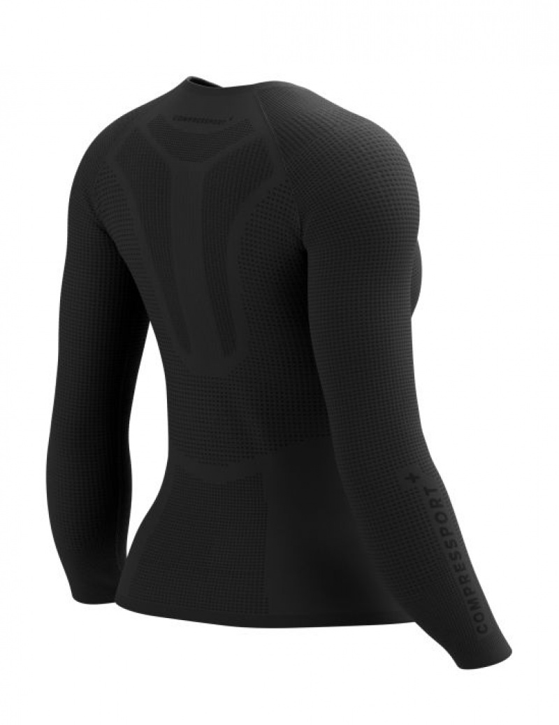 Cămăși De Alergare Compressport On/Off Base Layer LS Top W Dama Negrii | 019674-TBX