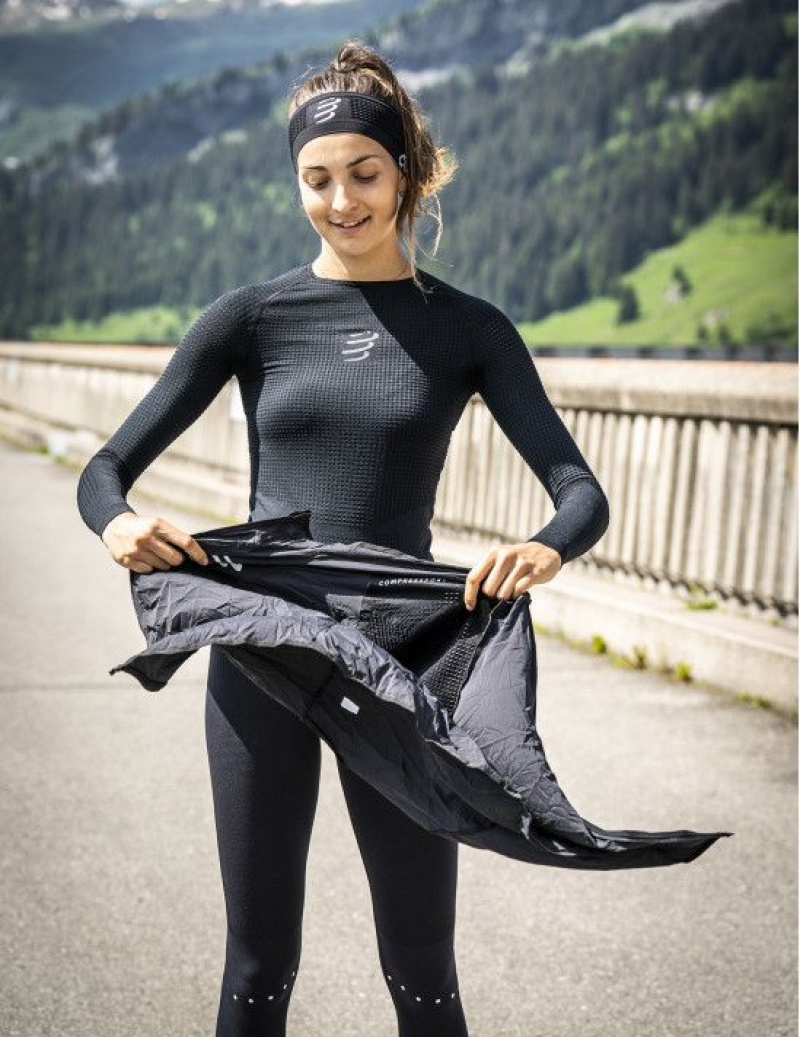 Cămăși De Alergare Compressport On/Off Base Layer LS Top W Dama Negrii | 019674-TBX