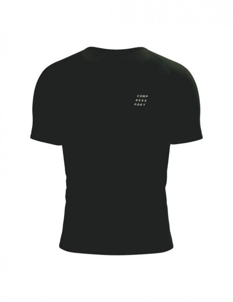 Cămăși De Alergare Compressport Performance SS Tshirt M Barbati Negrii Albi | 403978-HVR