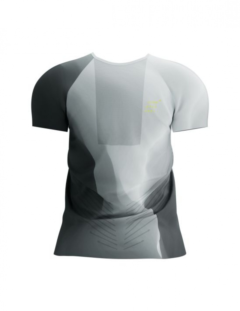 Cămăși De Alergare Compressport Performance SS Tshirt W Dama Negrii Albi | 308427-QPI