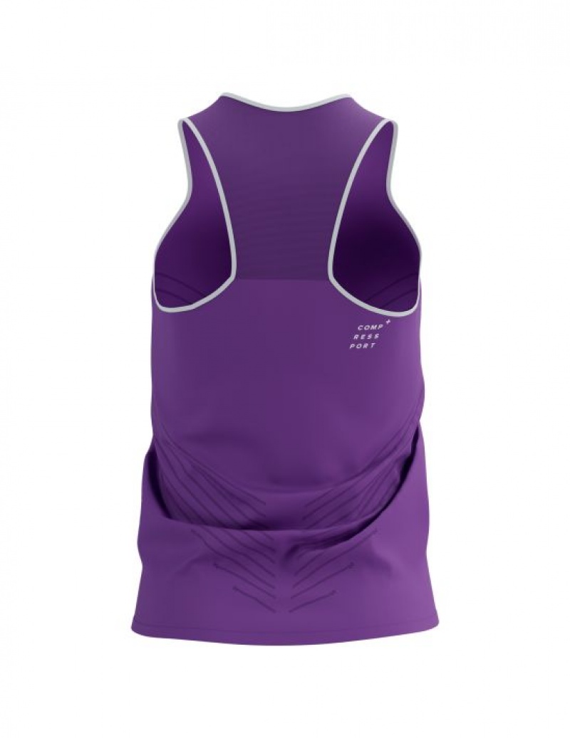 Cămăși De Alergare Compressport Performance Singlet W Barbati Violet | 308196-HSB