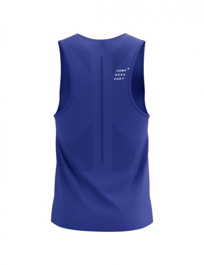 Cămăși De Alergare Compressport Pro Racing Singlet M Barbati Albastri | 976012-DIN