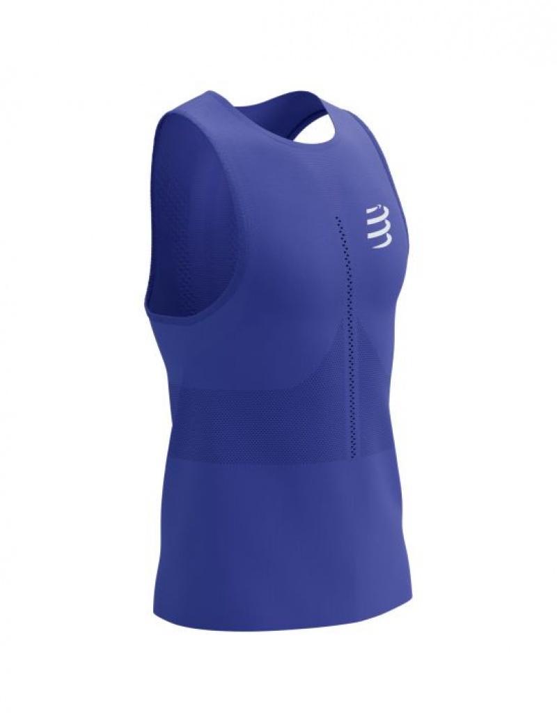 Cămăși De Alergare Compressport Pro Racing Singlet M Barbati Albastri | 976012-DIN