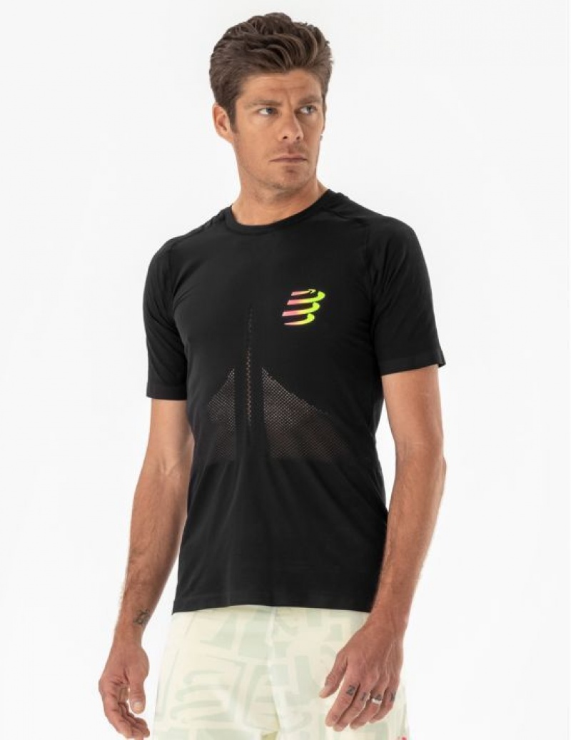 Cămăși De Alergare Compressport Racing SS Tshirt M Barbati Negrii Galbeni | 439650-HMR