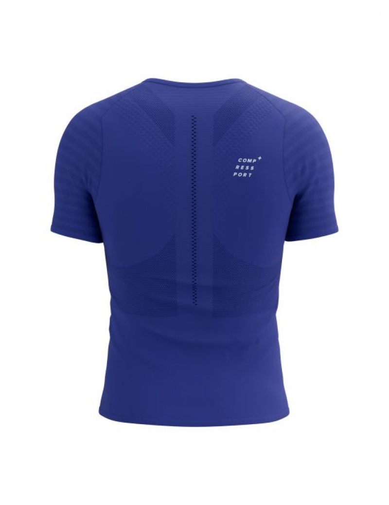 Cămăși De Alergare Compressport Racing SS Tshirt M Barbati Albastri | 214098-XJB