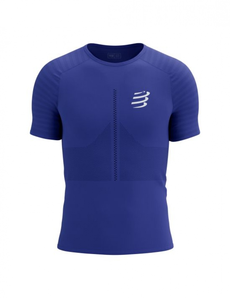 Cămăși De Alergare Compressport Racing SS Tshirt M Barbati Albastri | 214098-XJB