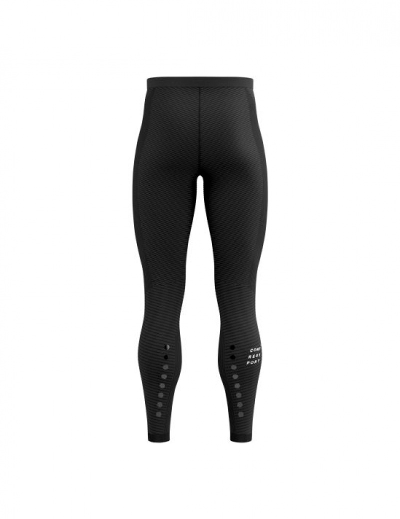 Colanți De Alergare Compressport Iarnă Trail Under Control Full Tights M Barbati Negrii | 315890-XUY