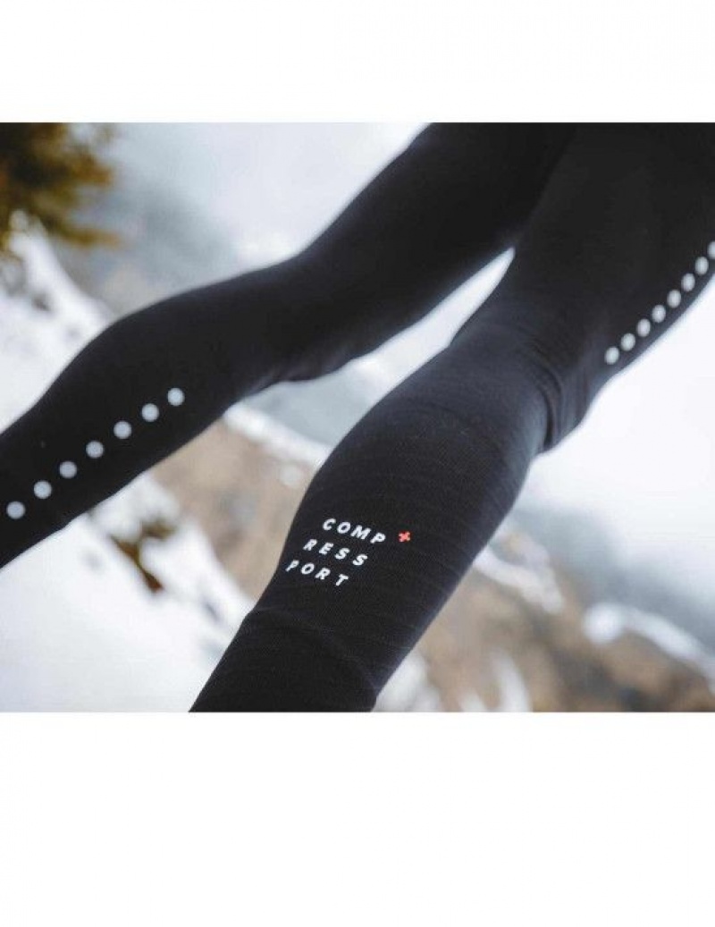 Colanți De Alergare Compressport Iarnă Trail Under Control Full Tights M Barbati Negrii | 315890-XUY