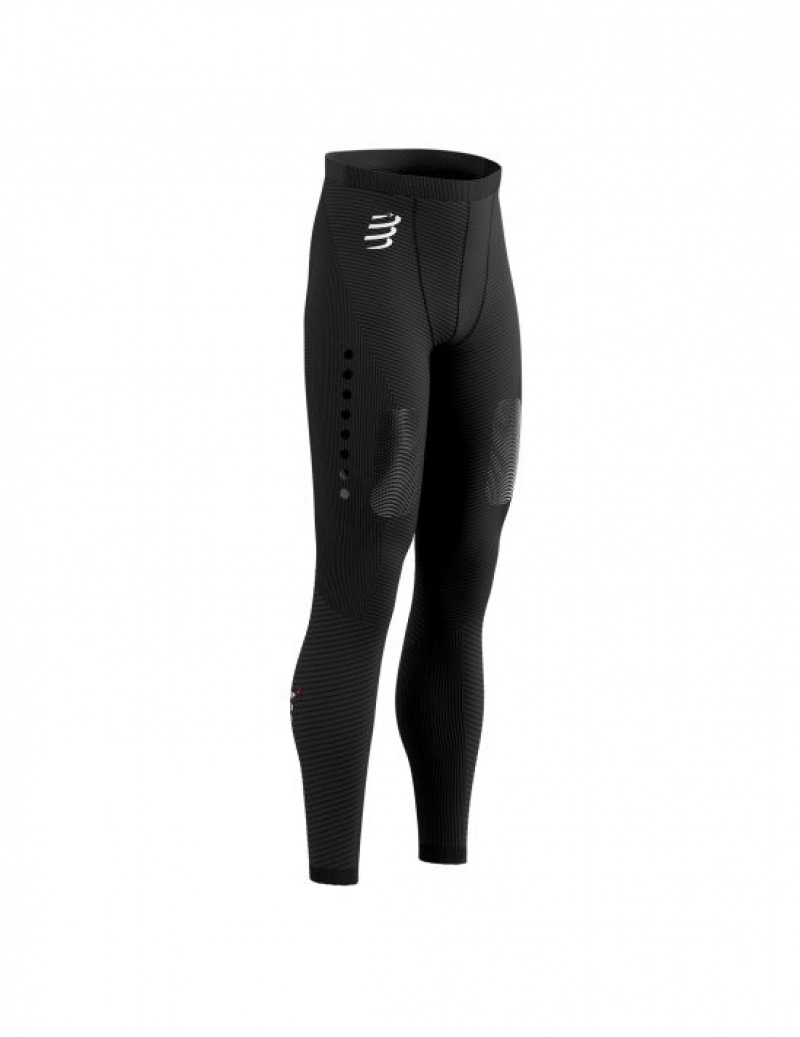 Colanți De Alergare Compressport Iarnă Trail Under Control Full Tights M Barbati Negrii | 315890-XUY