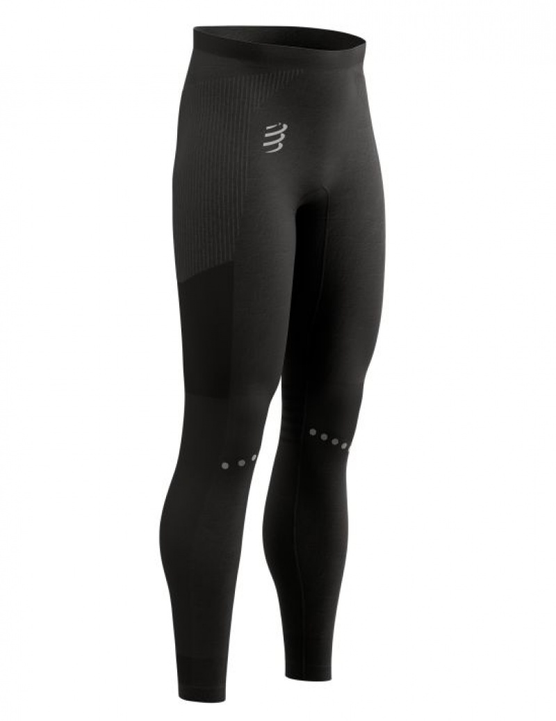 Colanti Compressport Iarnă Alergat Legging M Barbati Negrii | 105493-VSO