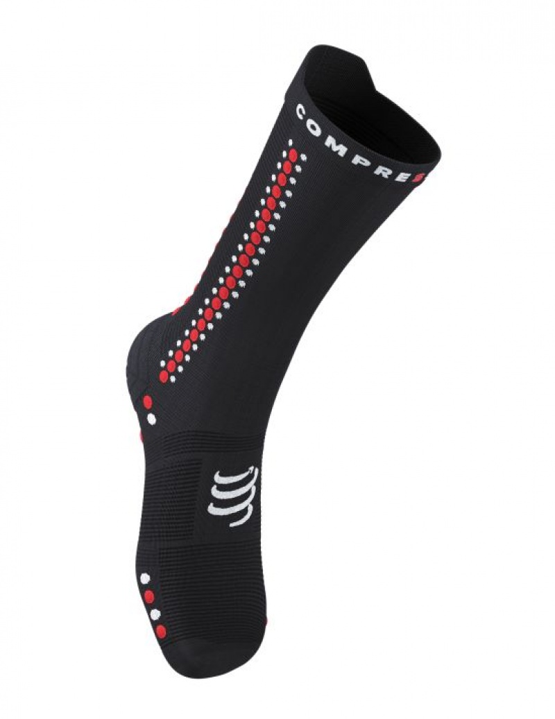 Cycling Socks Compressport Pro Racing Socks v4.0 Bike Barbati Negrii Rosii | 802417-FTZ