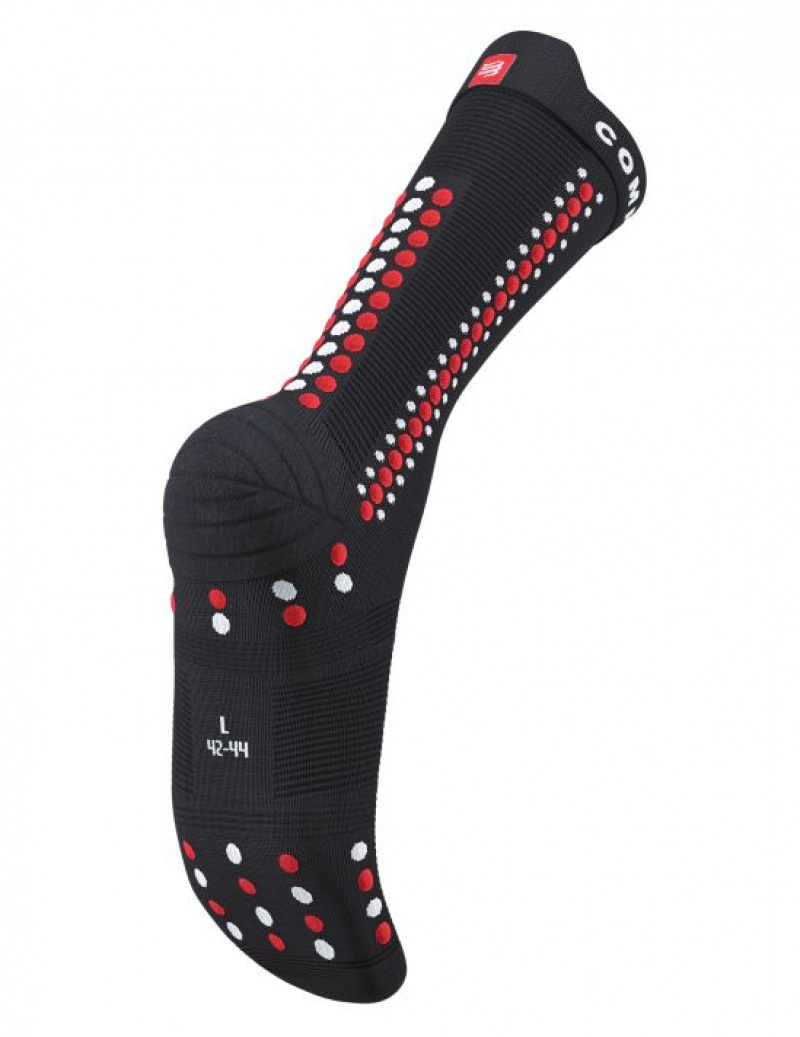 Cycling Socks Compressport Pro Racing Socks v4.0 Bike Barbati Negrii Rosii | 802417-FTZ