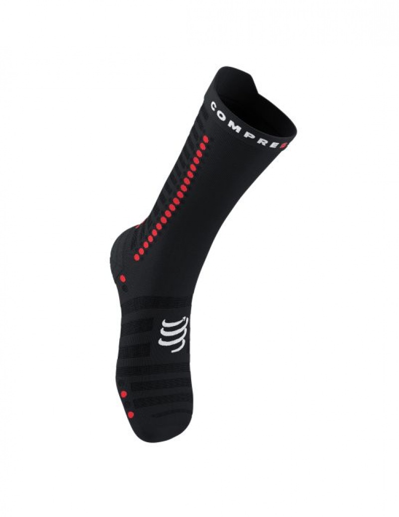 Cycling Socks Compressport Pro Racing Socks v4.0 Ultralight Bike Barbati Negrii Albi | 918532-IPX