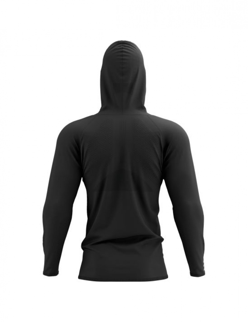 Geaca Compressport 3D Thermo Seamless Hoodie Zip Dama Negrii | 258179-LMK