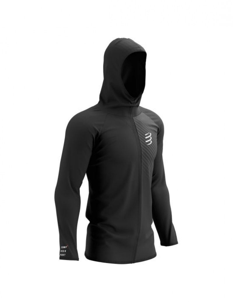 Geaca Compressport 3D Thermo Seamless Hoodie Zip Dama Negrii | 258179-LMK