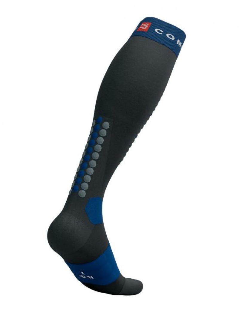 High Socks Compressport Alpine Ski Full Socks Barbati Negrii Albastri | 439578-BMK